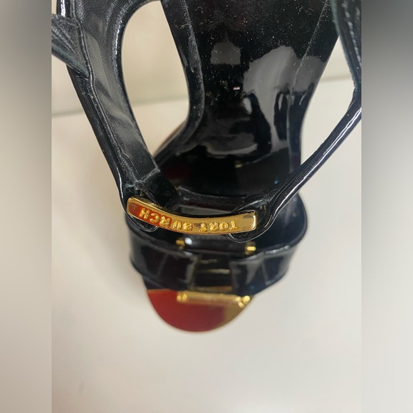 TORY BURCH Logo Patemt Heeled Slingback Sandals - Picture 9 of 15